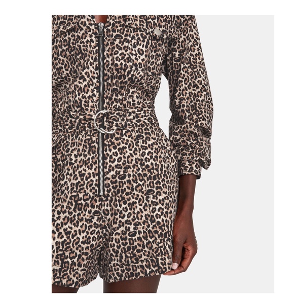 $445 Marissa Webb Masie Lightweight Canvas Print Rumper Jumper in Leopard Print - Picture 4 of 5